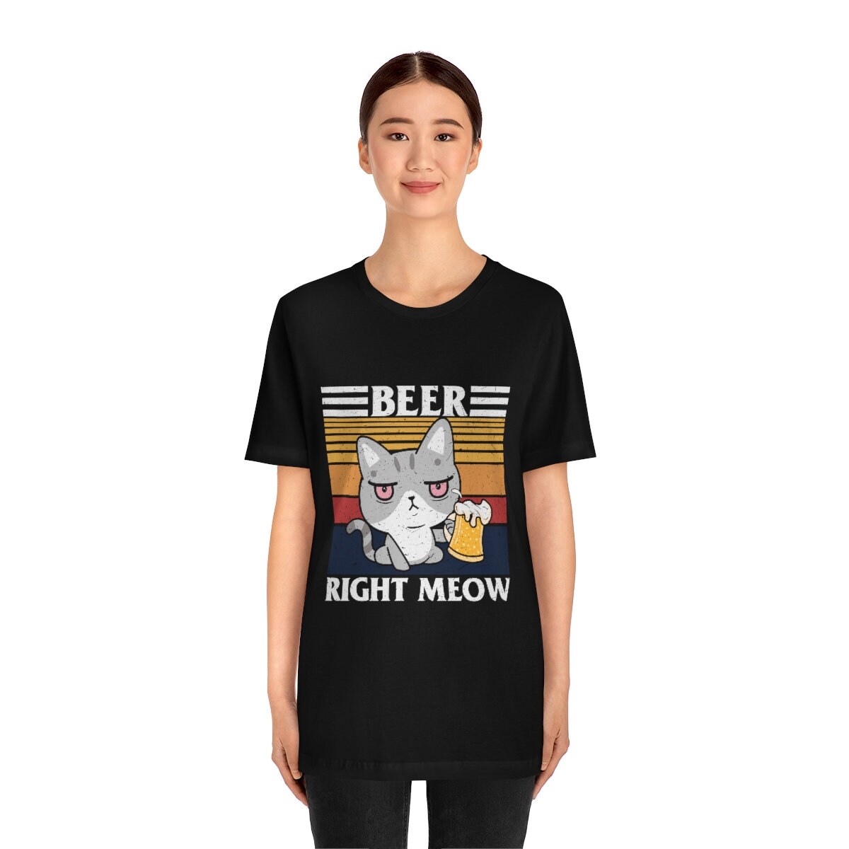 Beer Right Meow, Cat Dad Gift, Gift for Beer Lover, Cat Dad Shirt, Cat Dad Tee, Unisex Jersey Short Sleeve Tee