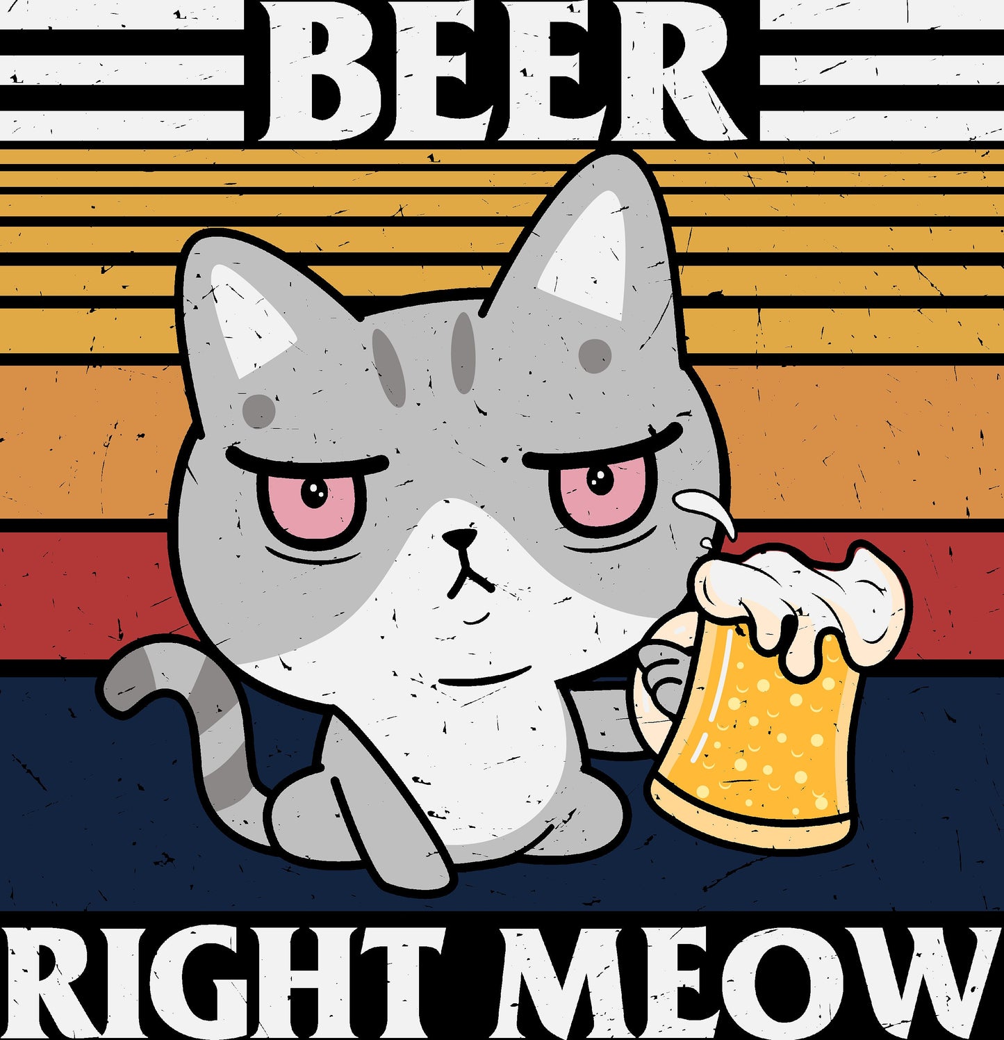 Beer Right Meow, Funny Cat Drinking Beer Sweatshirt, Cat Dad Gift, Cat Gift, Beer Lover, Cat Present, Unisex Heavy Blend Crewneck Sweatshirt