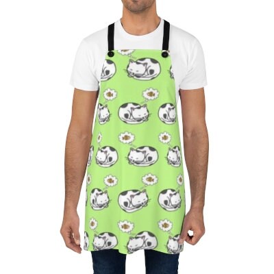 Cat Dreaming of Fish Apron, Baking Apron,Kitchen Apron, Chef Apron, Cooking Gift, Cat Lover Gift, BBQ Apron, Cat Lover Gift,Cat Owner Gift