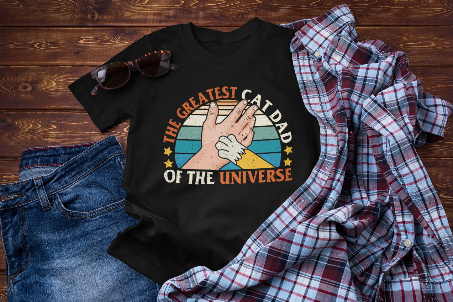 The Greatest Cat Dad, Gift for Cat Dad, Cat Present, Cat Dad Shirt, Cat Dad Gift, Black Cat Shirt, Unisex Jersey Short Sleeve