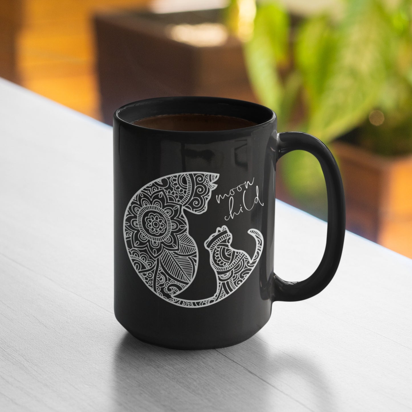 Moon Child Mug, Moon Cat Mama Mug, Mystical Moon Crystals mug, Occult moon Theme Tarot mug, Witchy Cat Mug, Cat Dad Mug