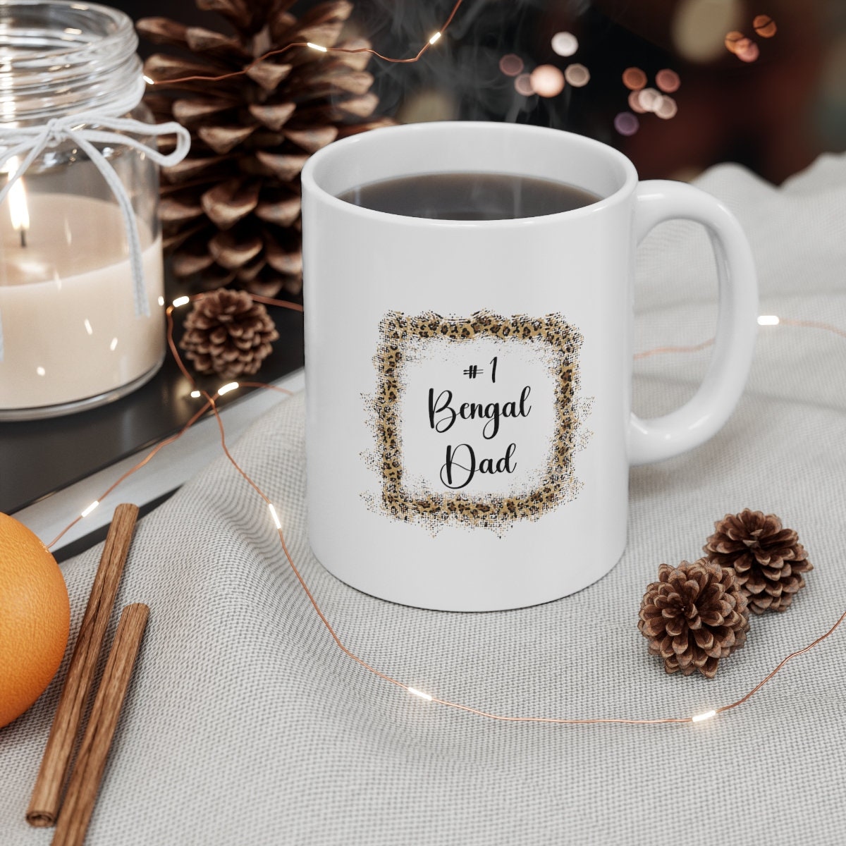 Bengal Dad Mug, #1 Bengal Dad, Gift for Cat Dad, Bengal Cat Lover Mug, Leopard Cat Present, Ceramic Mug 11oz