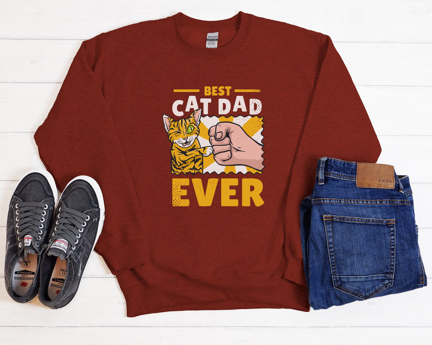 Best Cat Dad Ever, Funny Cat Dad Shirt, Gift for Cat Dad, Cat Lover Shirt, Cat Dad Gift, Unisex Heavy Blend Crewneck Sweatshirt