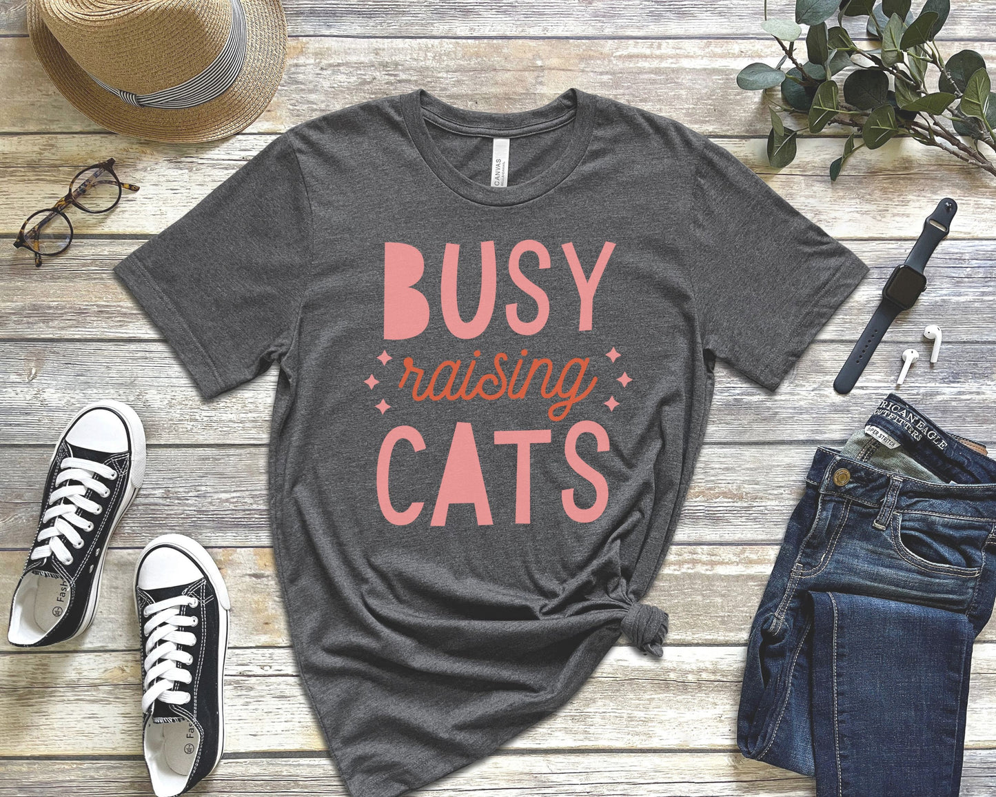 Funny Cat Tee, Busy Raising Cats, Gift for Cat Mom, Mother's Day Tshirt for Cat Mom, Gift for her, Unisex Jersey Short Sleeve Tee