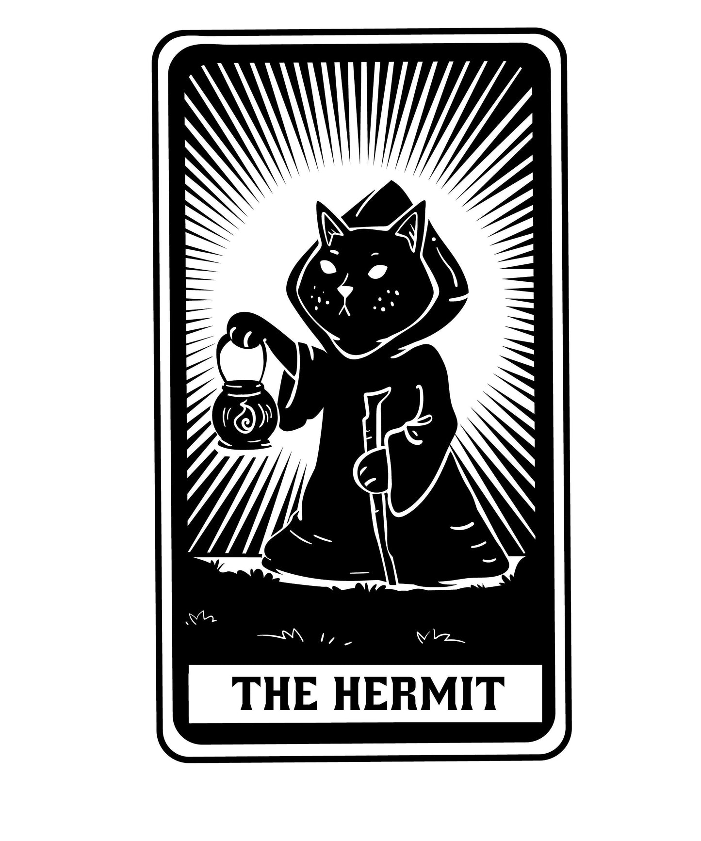 Hermit Tarot Card Black Cat Tshirt, Hermit Tarot Tee for Cat Lover, Tarot Card Gift, Cat Gift, Celestial Gift