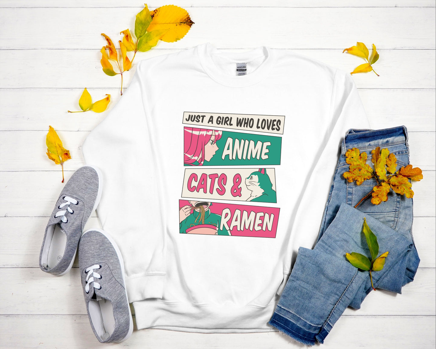 Anime Cats Ramen Shirt, Kawaii Clothes, Anime Shirt, Harajuku Clothes, Ramen Lover Gift, Manga Shirt,Unisex Heavy Blend Crewneck Sweatshirt
