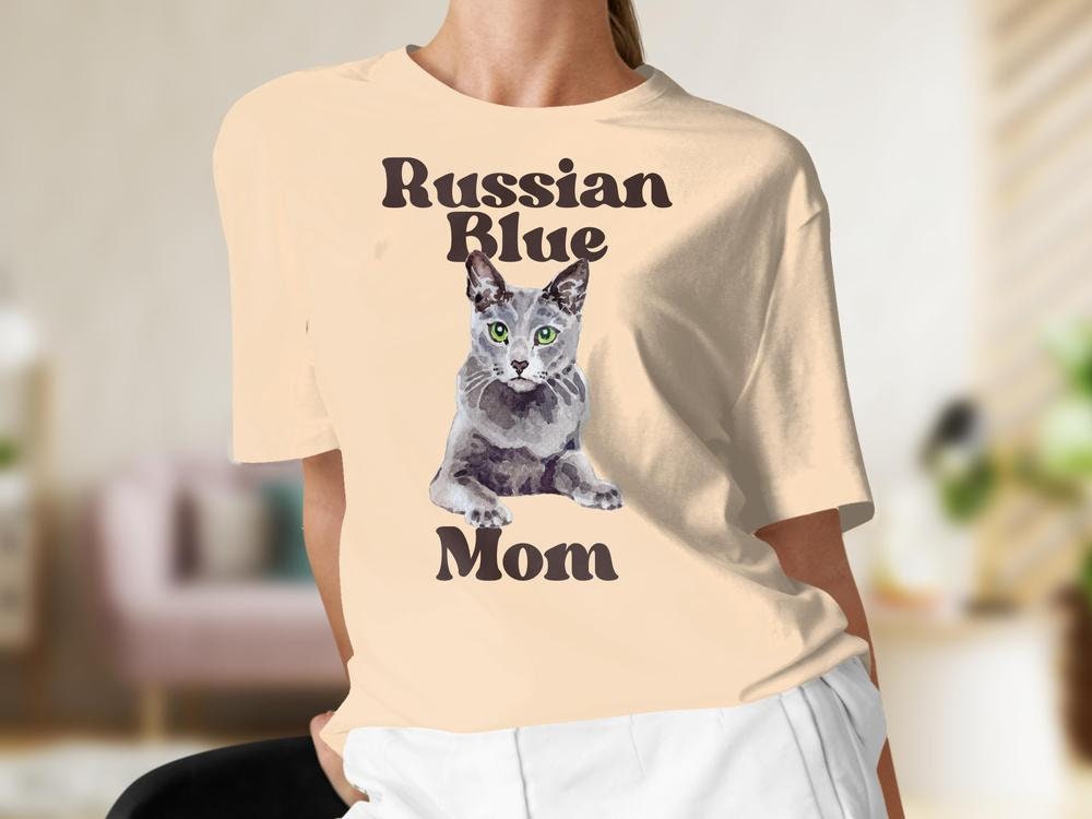 Cat Mom Shirt, Gift for Russian Blue Cat Owner, Cat Mom Tee, Cat Present, Mother's Day Gift