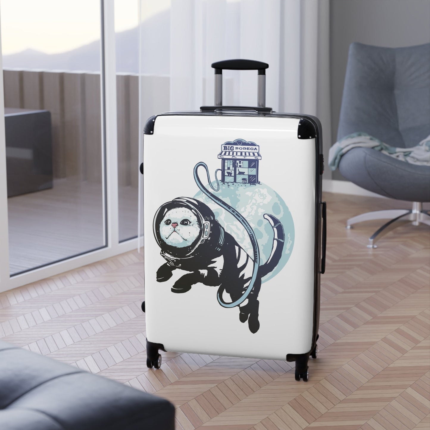 Astronaut Space Cat, Carry On Luggage, Cabin Bag, Custom Luggage, Unique Travel Bag, Cat Lover Gift, Kids Carry on Suitcase