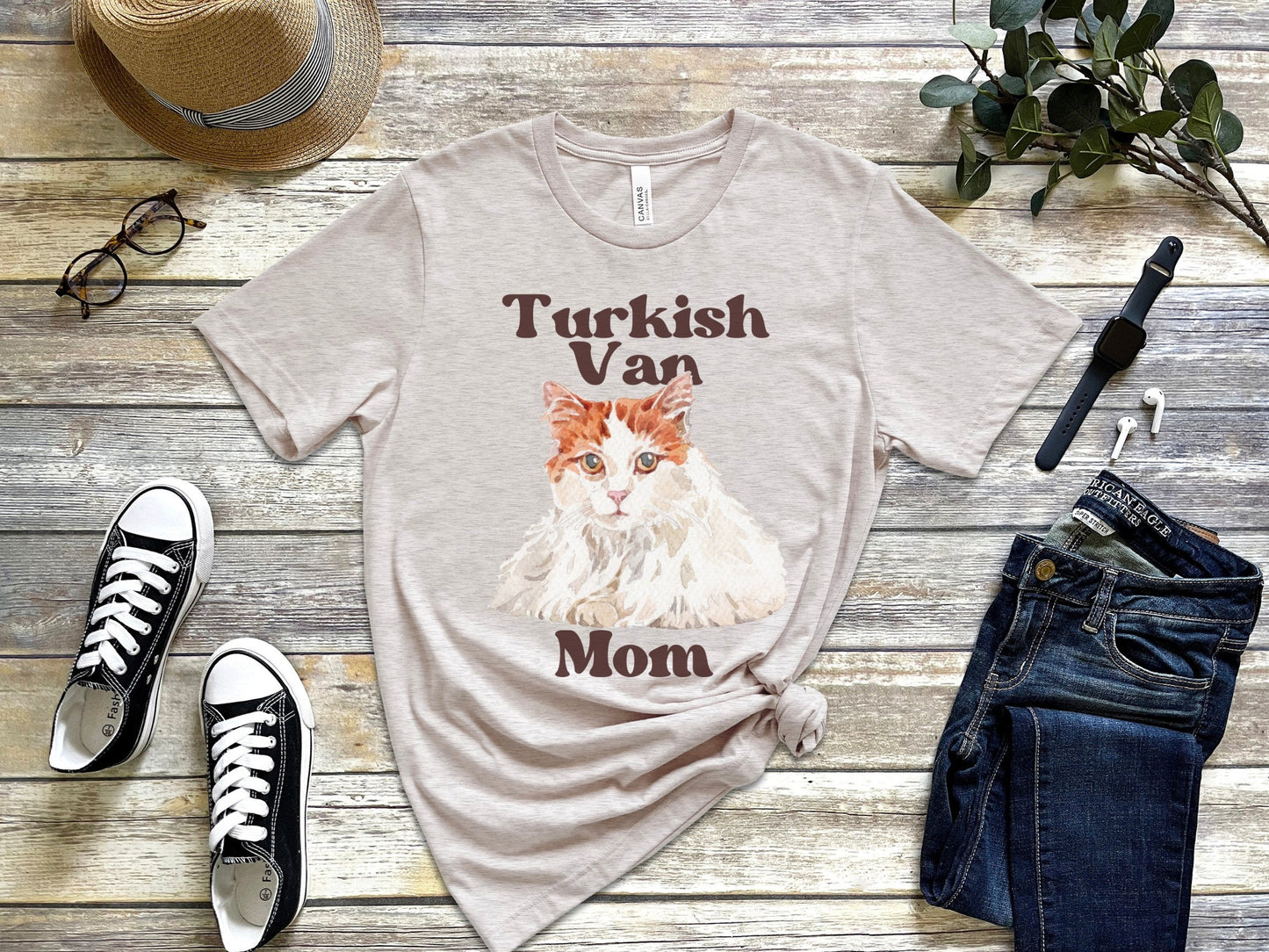 Cute Cat Mom Tee, Turkish Van Cat Top, Gift for Turkish Van Cat Owner, Specialty Cat Breed Shirt, Turkish Van Cat Mom T-Shirt
