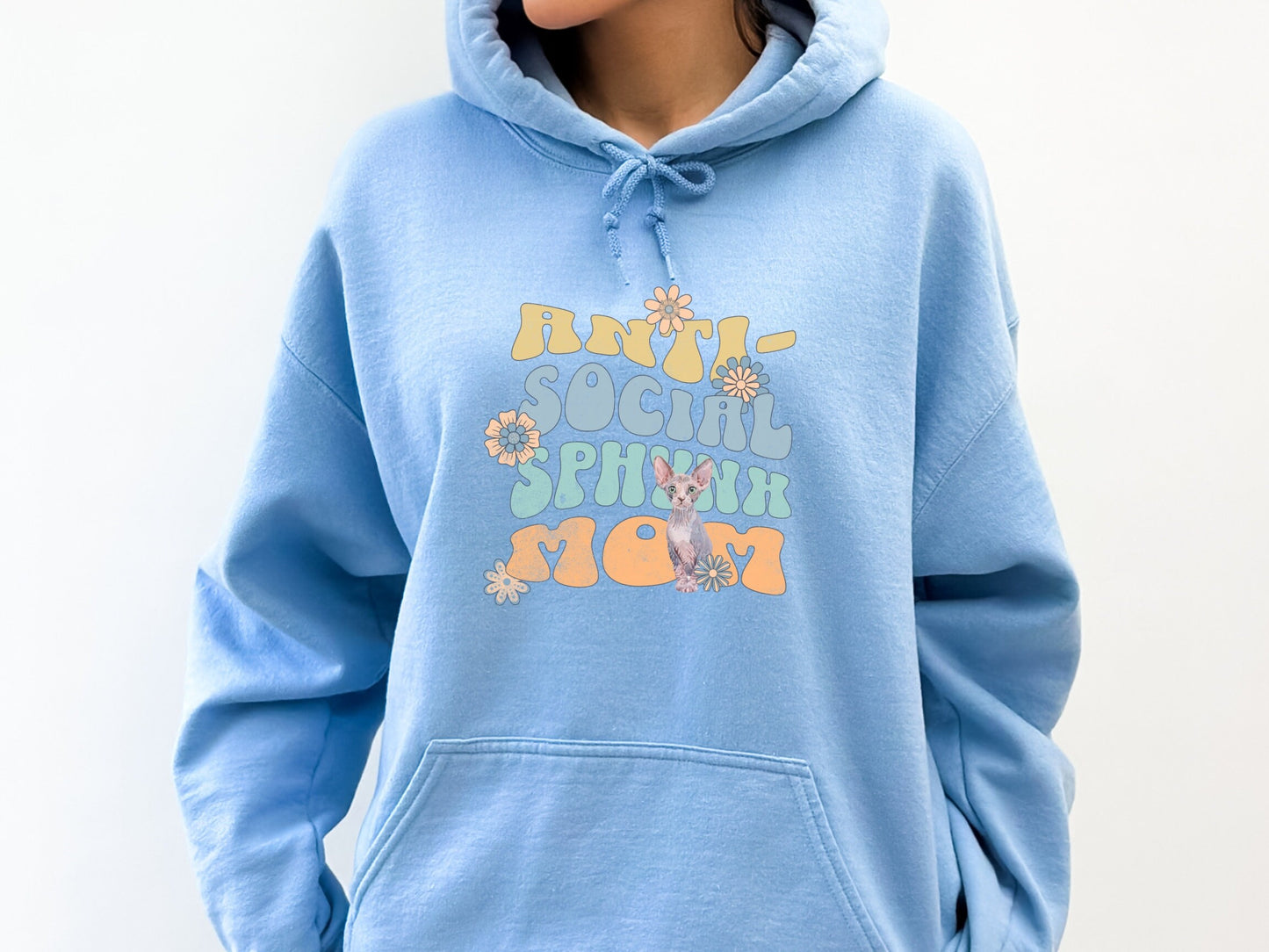 Anti-Social Sphynx Mom Cat Hoodie Sweatshirt Gift for Cat Mom Lover