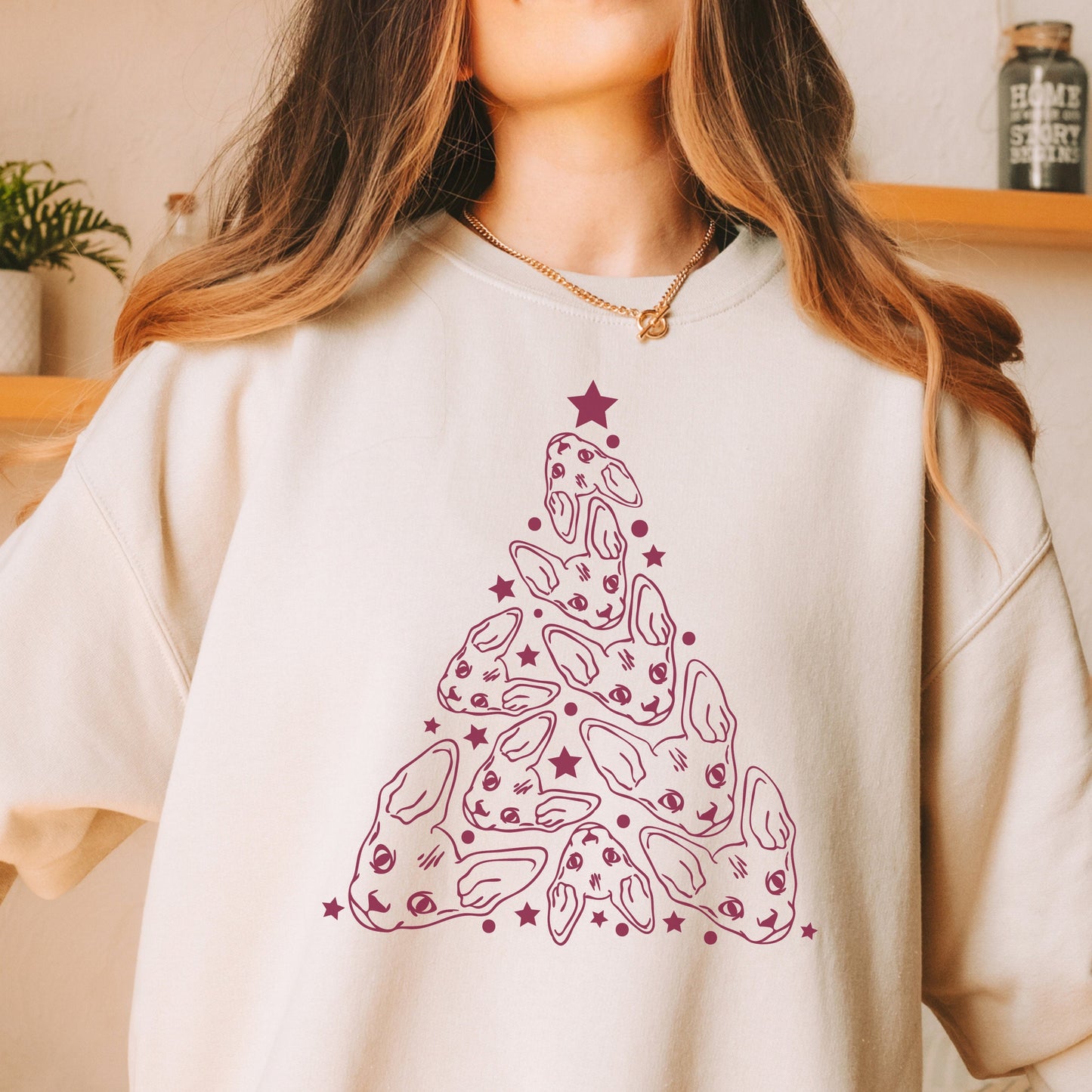 Sphynx Cat Christmas Sweater, Custom Cat Shirt,Sphynx Cat Clothes,Cat Mom Sweatshirt,Sphynx Cat Themed Gifts for Cat People,Sphynx Cat Shirt