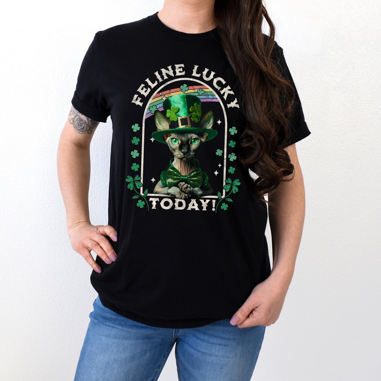 Sphynx Cat St Patricks Day tShirt Leprechaun Cat St. Paddy's Cat St. Patricks Cat Sphynx Cat Clothes Sphynx Cat Themed Gifts Green Cat Shirt