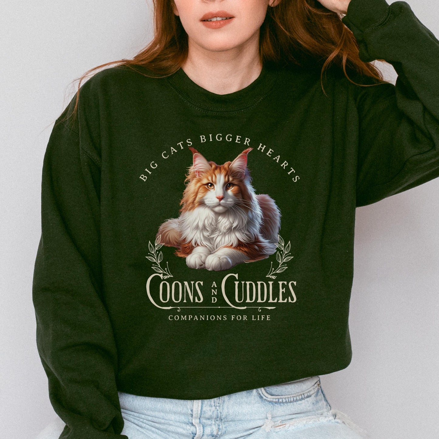 Maine Coon Sweatshirt Custom Red Mainecoon Cat Lover Gift Mainecoone Sweater Coone Cat Gift Maine Coon Cat Gift Main Coon Cat Lover Shirt