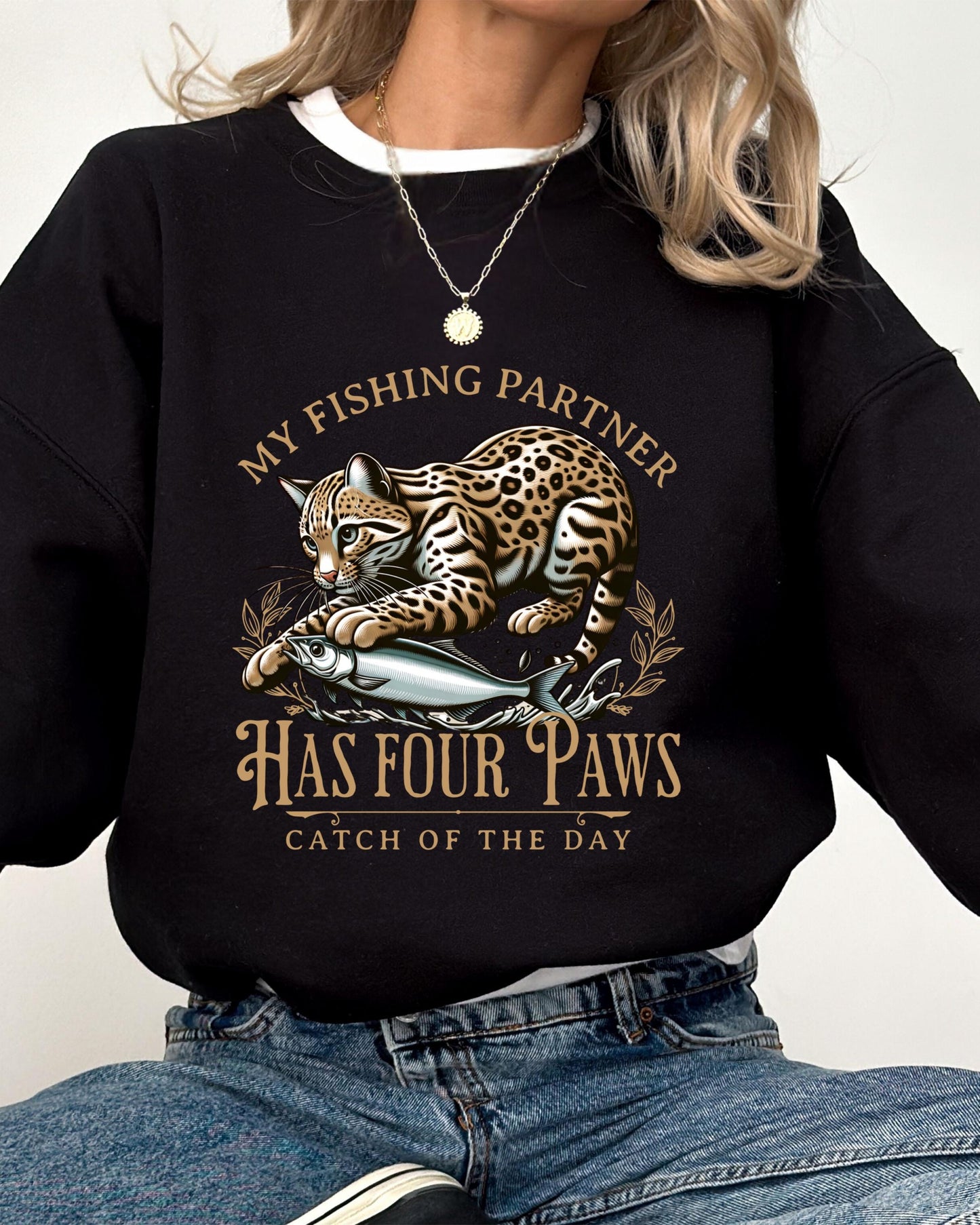 Bengal Cat Shirt Sardines Art Fishing Sweatshirt Sardinecore Nautical Fashion Coastal Apparel Cat Lover Gift Tinned Fish Seafaring Theme