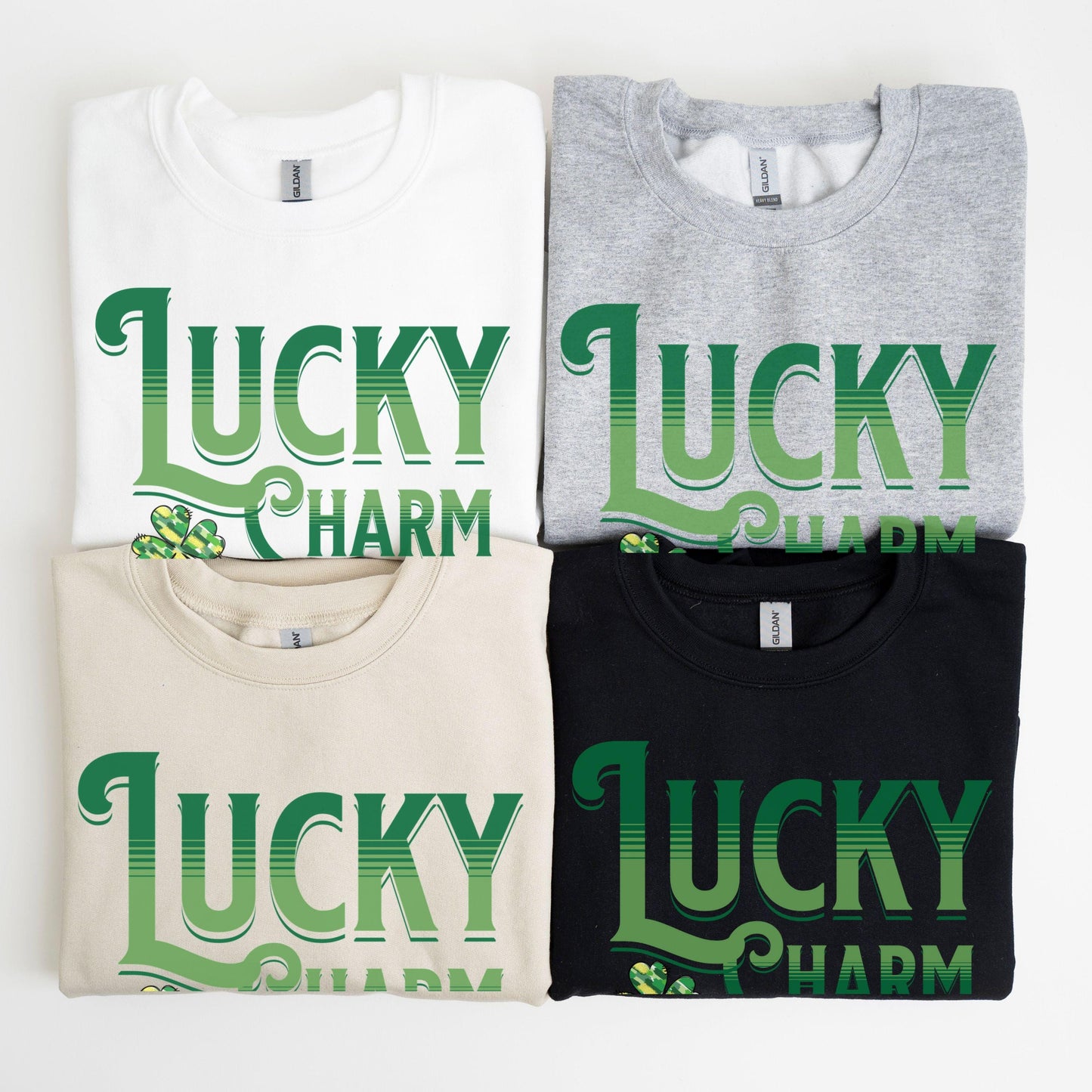 St Patricks Day Shamrock Sweatshirt Funny Checkered Irish St Paddys Day Lucky Charm Sweater Girls Four Leaf Green Brushstroke Clover Shirt