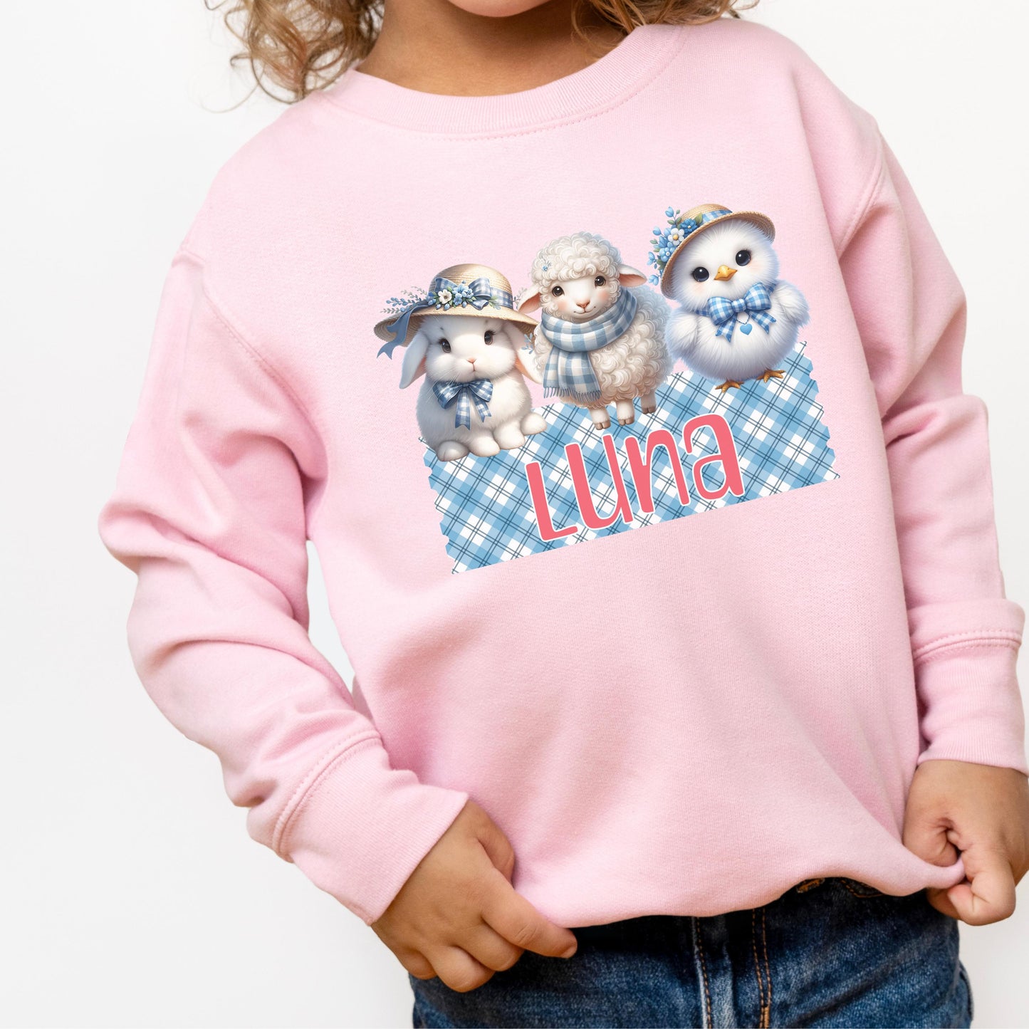 Easter Shirt for Kids Boys Girls Personalized Name Doodle Font Infant Crewneck Easter Bunny Sweatshirt for Toddlers 2T Custom Toddler Shirts