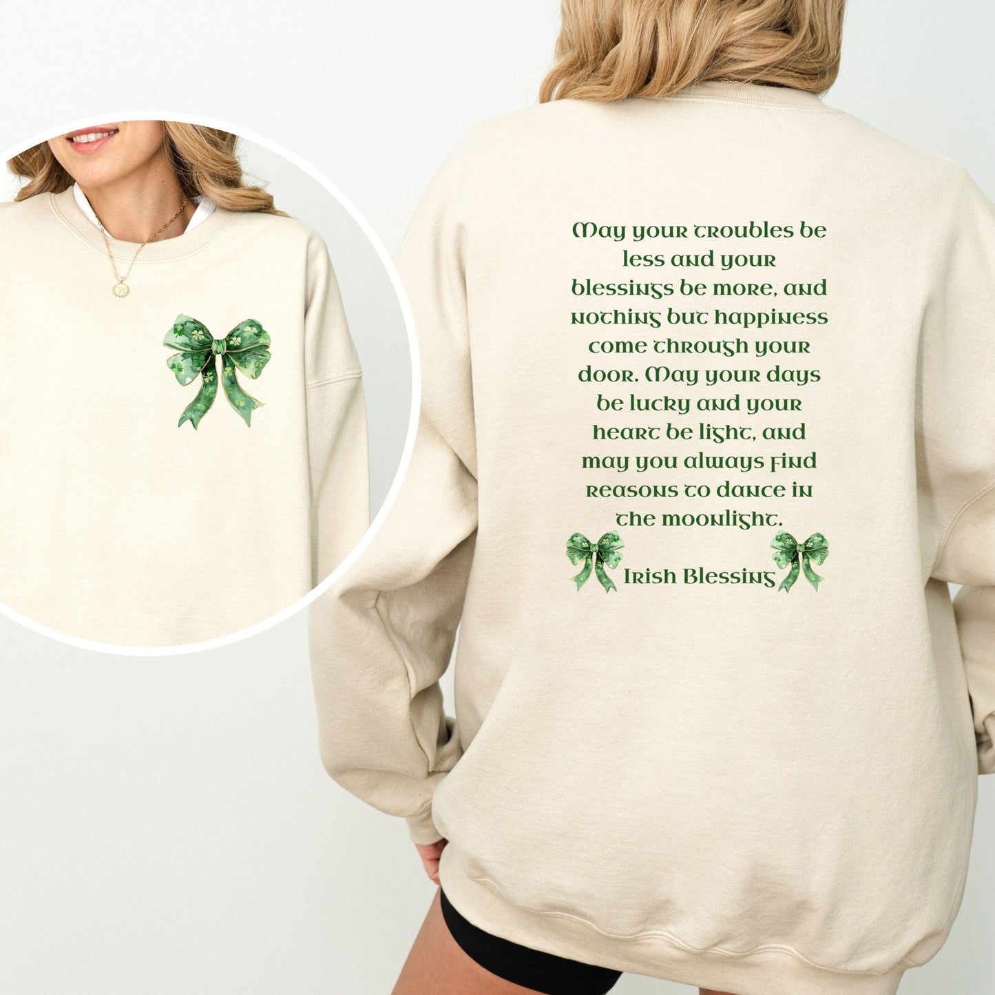 Irish Blessing Sweatshirt Dear Person Behind Me March Birthday Gift St Patricks Shamrock Sweatshirt Coquette St Paddys Day Lucky Clover Top