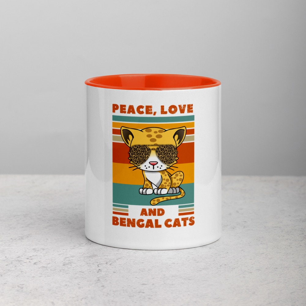 Peace, Love, and Bengal Cats | Mug with Color Inside