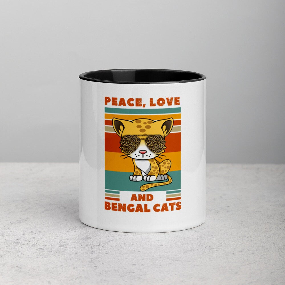 Peace, Love, and Bengal Cats | Mug with Color Inside