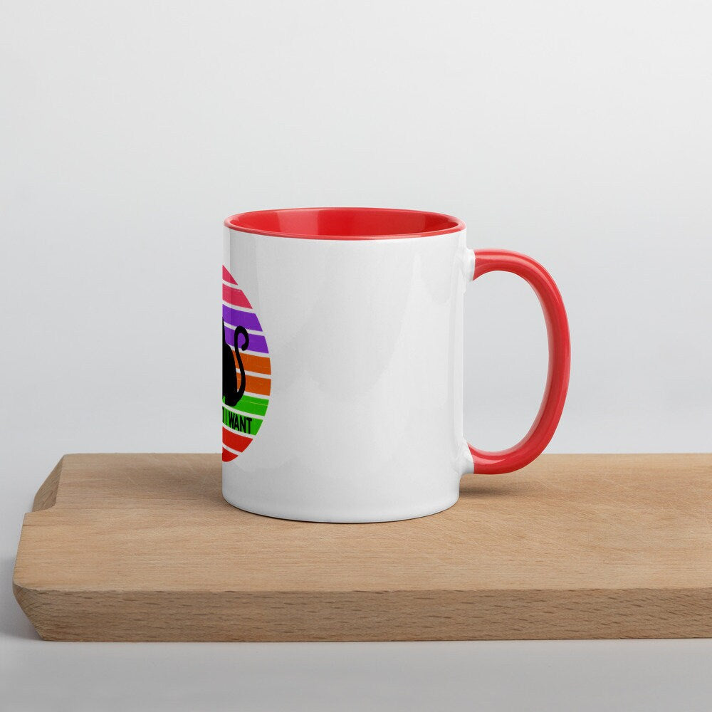 I Do What I Like | Funny Cat Retro Sunset Graphic | Mug with Color Inside