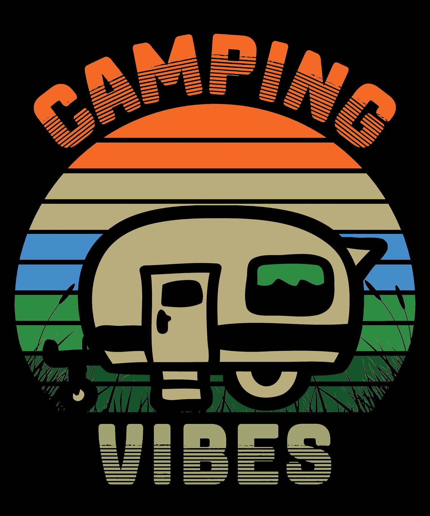 Camping Vibes Retro Sunset Graphic | Snapback Hat