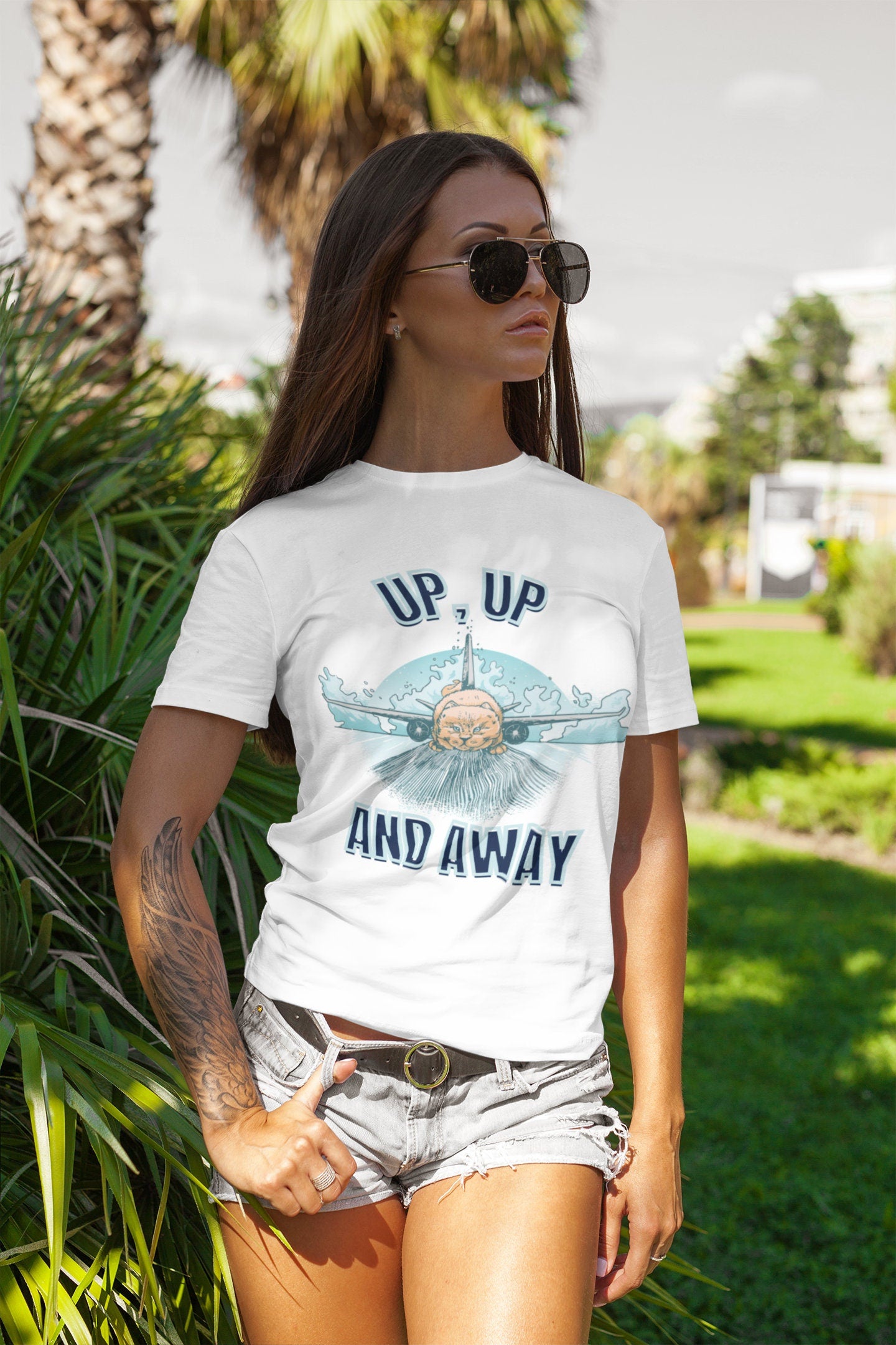 Up, Up And Away Cat Pilot | Short-Sleeve Unisex T-Shirt
