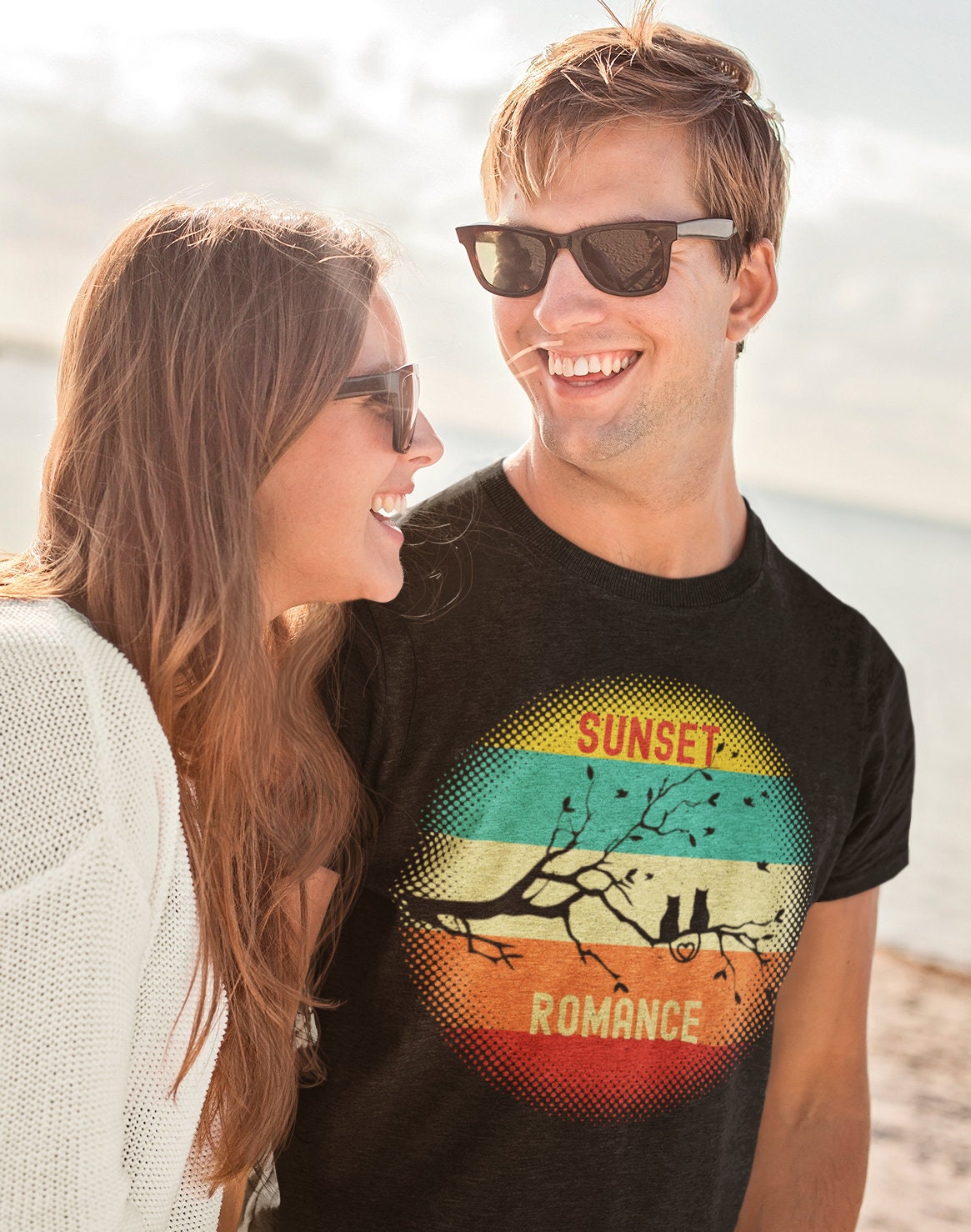 Cats Sunset Romance | Short-Sleeve Unisex T-Shirt
