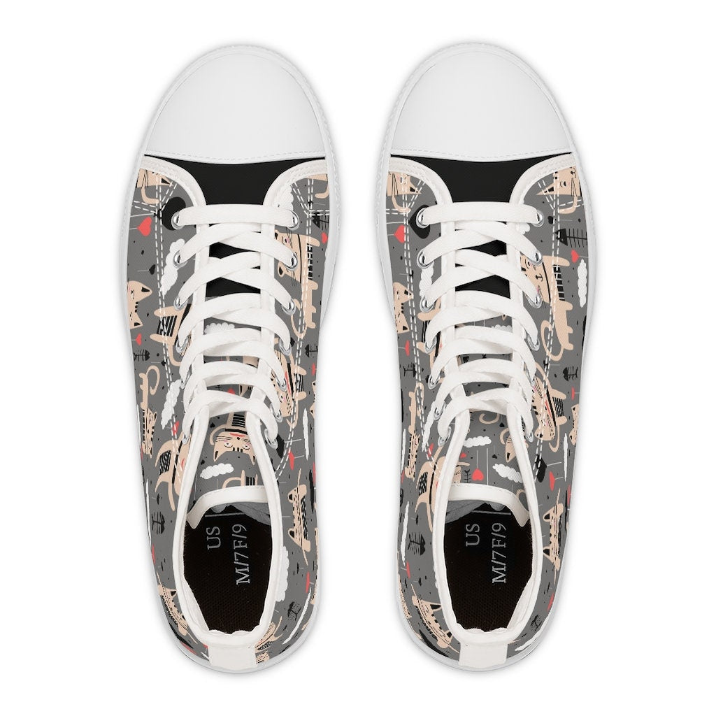 Cute Love Cats Women's High Top Sneakers