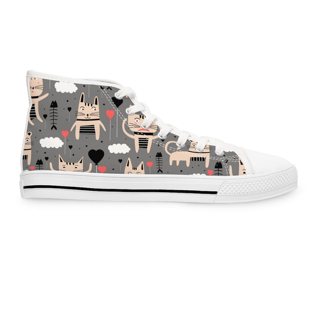 Cute Love Cats Women's High Top Sneakers