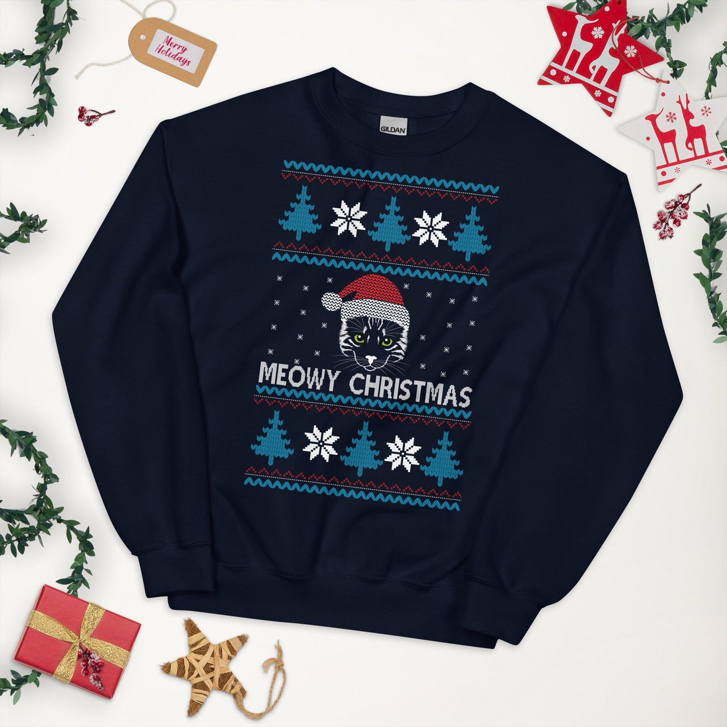 Meowy Christmas Ugly Christmas Sweater | Unisex Sweatshirt