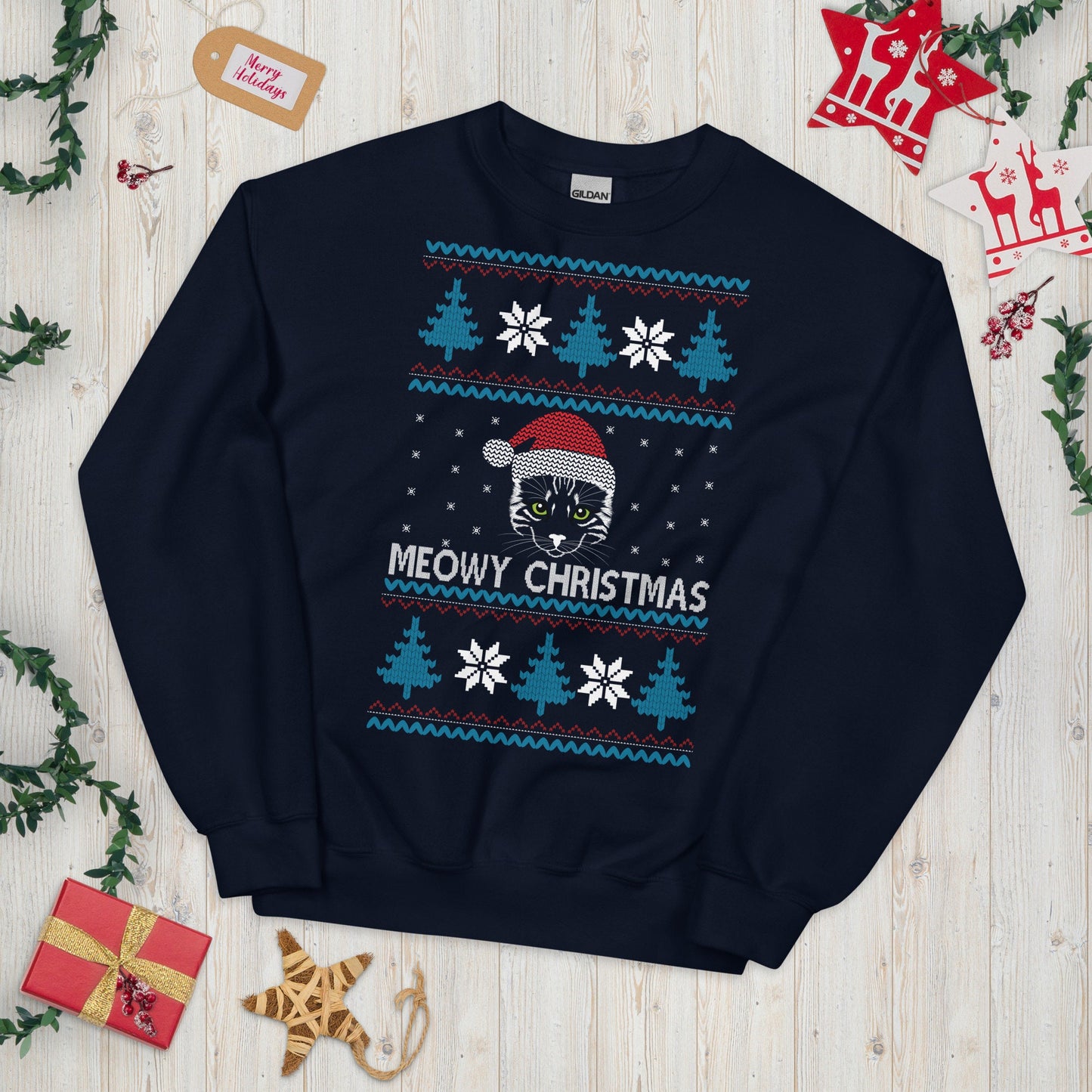 Meowy Christmas Ugly Christmas Sweater | Unisex Sweatshirt