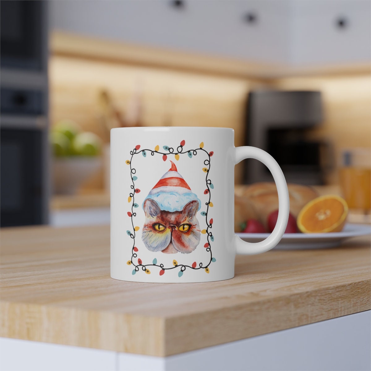 Persian Cat Christmas Mug | White Mug, 11oz
