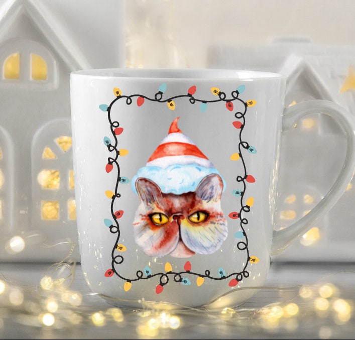 Persian Cat Christmas Mug | White Mug, 11oz