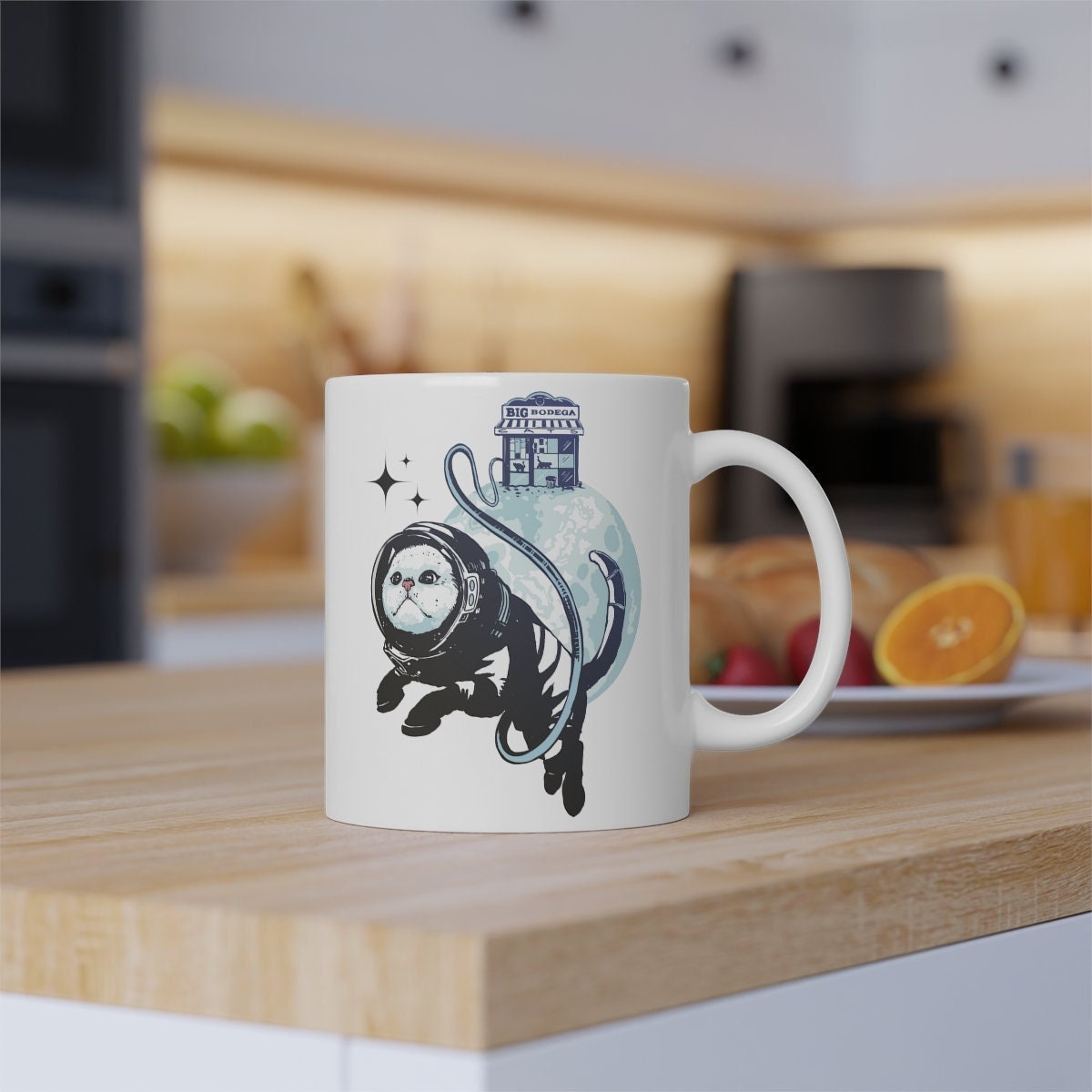 Astronaut Kitty, Space Cat, Gift for Cat Lover, Gift for Space Lover, Christmas Gift Idea, Stocking Stuffer, White Mug, 11oz