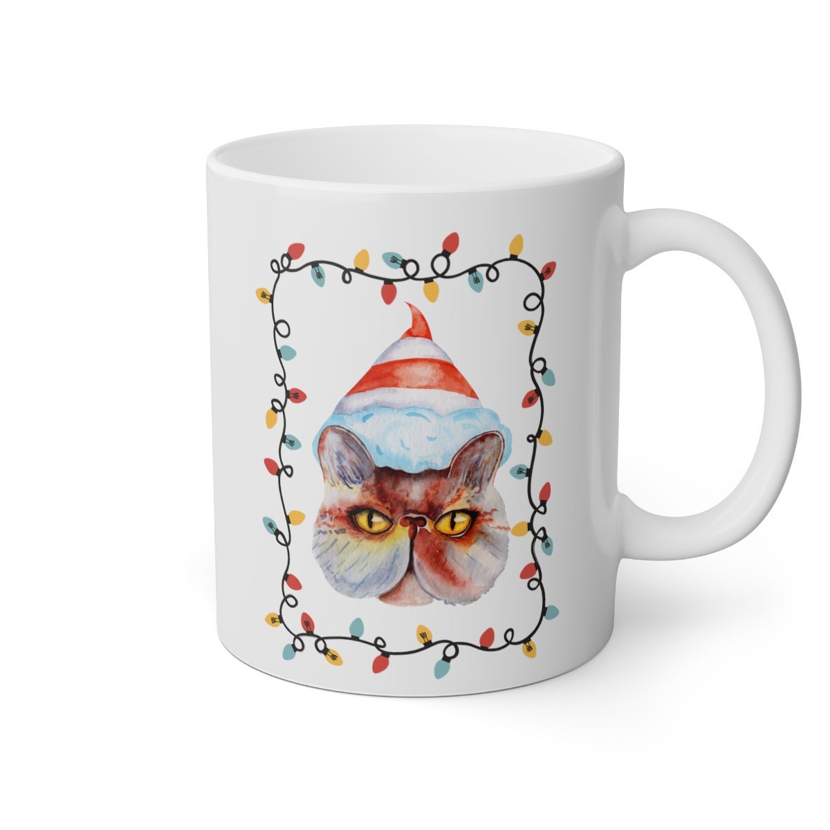 Persian Cat Christmas Mug | White Mug, 11oz