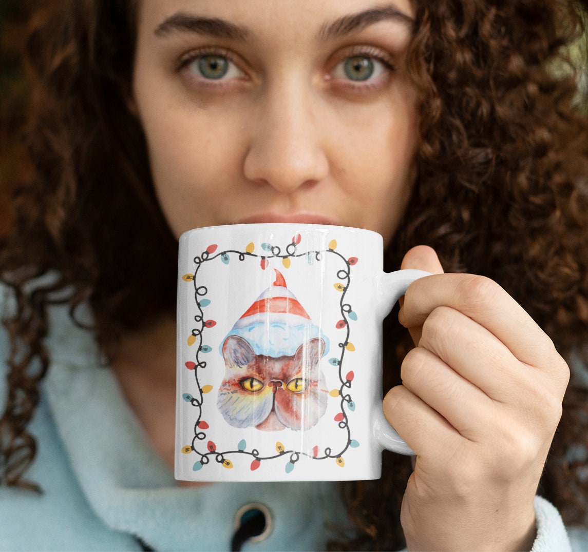 Persian Cat Christmas Mug | White Mug, 11oz
