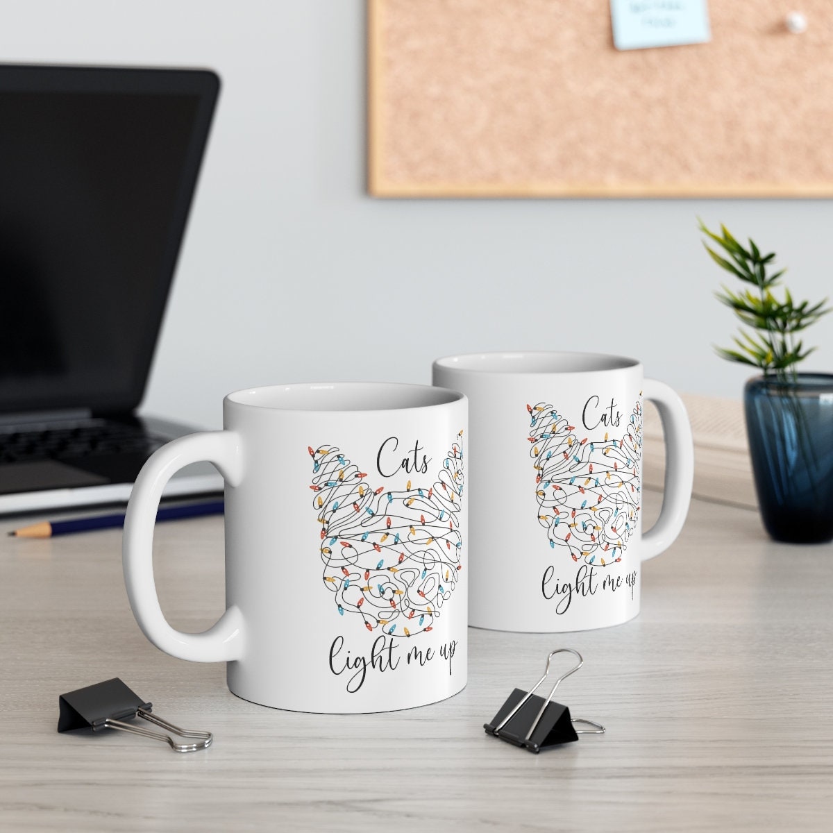 Christmas Mug for Cat Lovers, Christmaslights Mug, Christmas Stocking Stuffer Ideas, Christmas Lights, Holiday Gift, Gift for Her