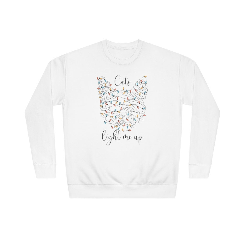 Christmas Cat Sweatshirt, Cat Tangled in Christmas Lights, Christmas Sweater, Shirt for Cat Lover