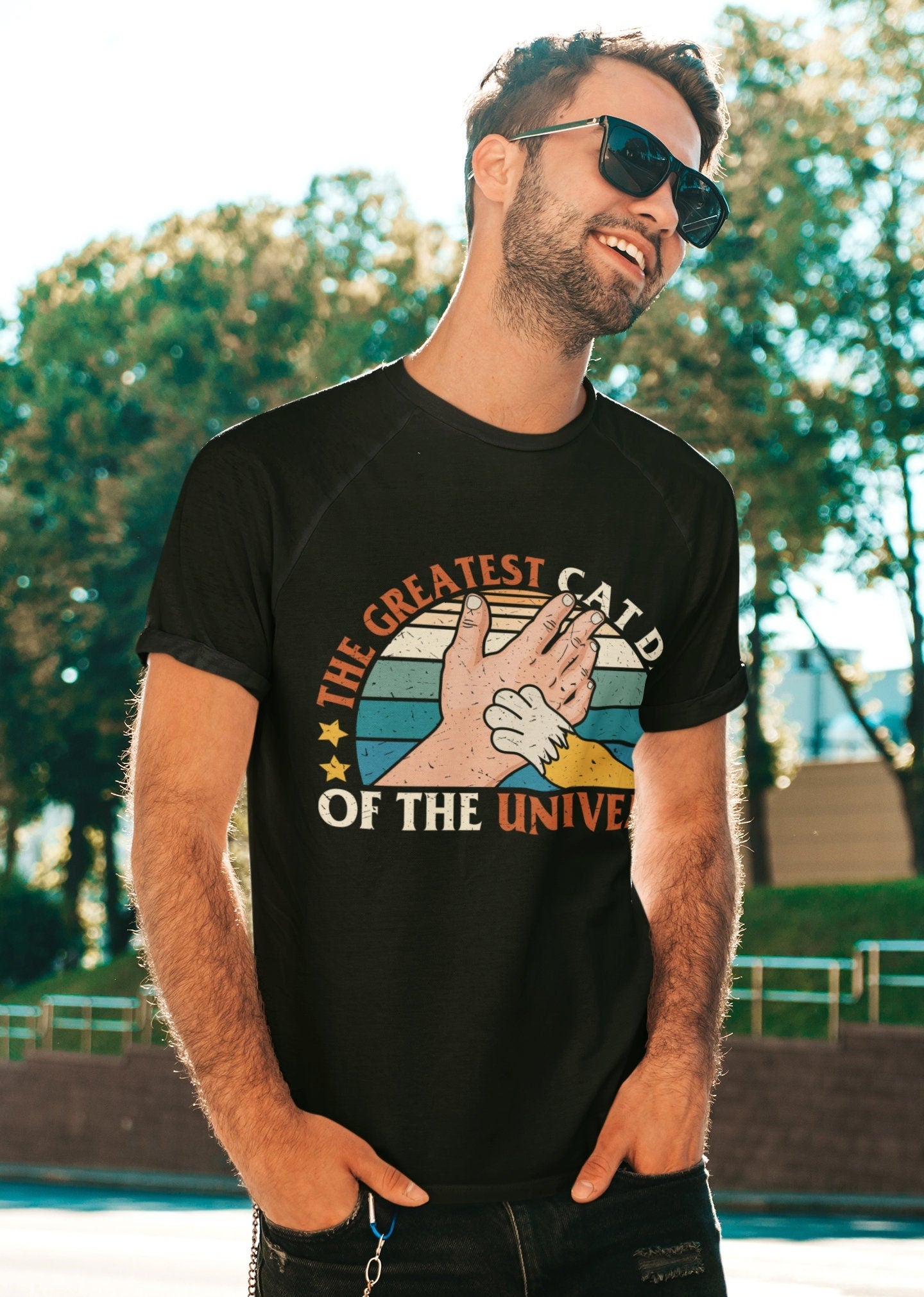 The Greatest Cat Dad, Gift for Cat Dad, Cat Present, Cat Dad Shirt, Cat Dad Gift, Black Cat Shirt, Unisex Jersey Short Sleeve