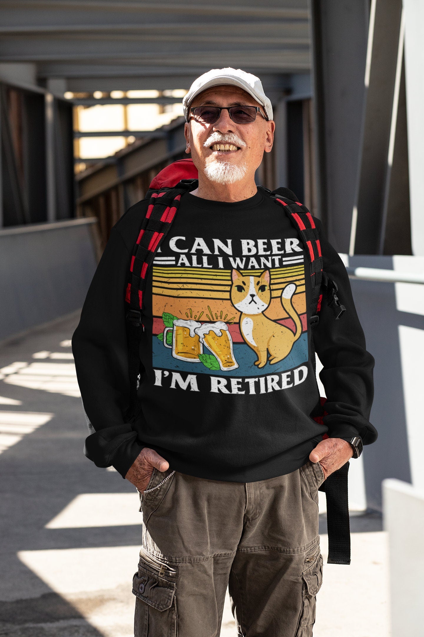 Funny Cat Dad Sweatshirt, Fur Dad Gift, Cat Present, Cat Dad Gift, Cat-Themed Gift, Beer Lover Shirt, Unisex Heavy Blend Crewneck Sweatshirt