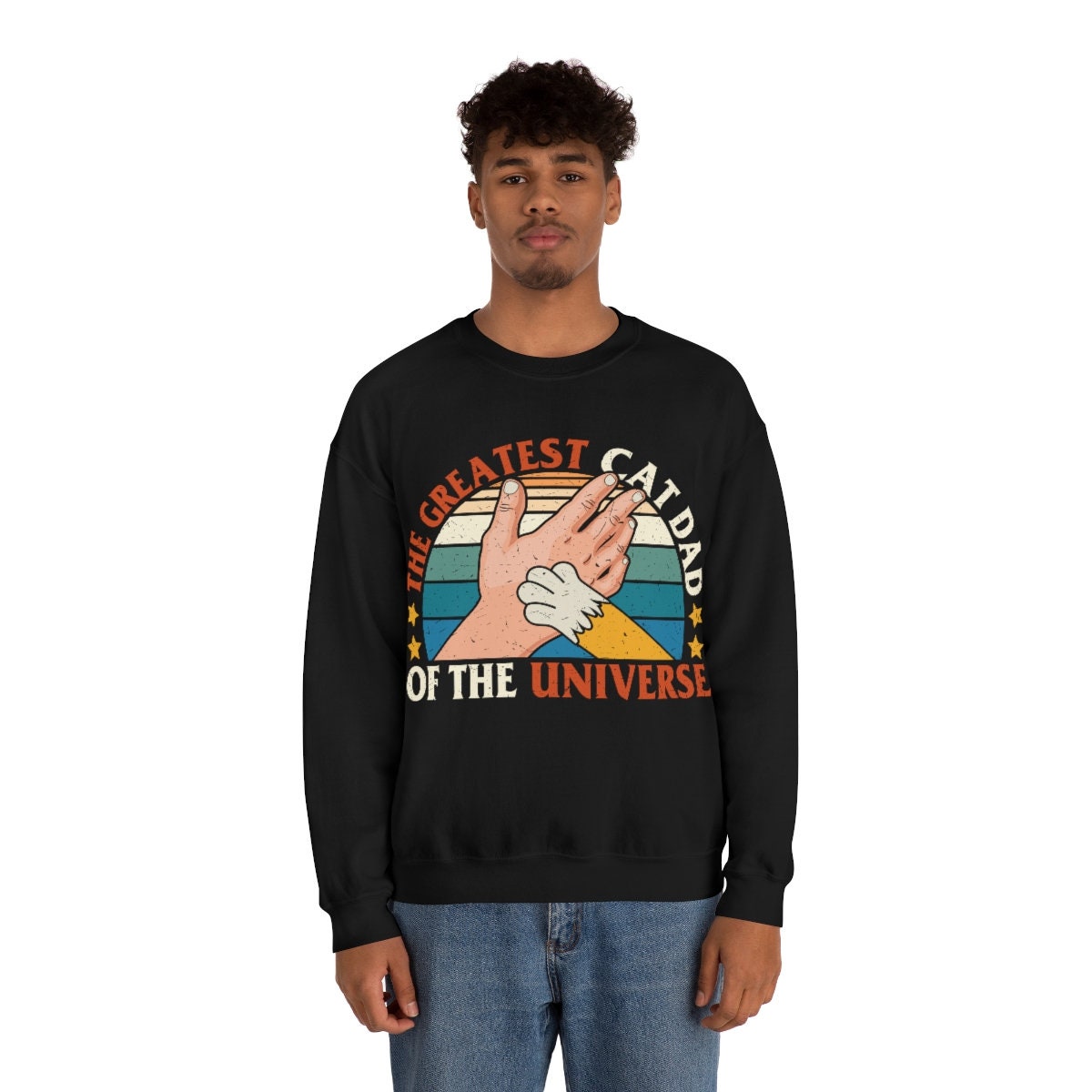 The Greatest Cat Dad of the Universe, Funny Cat Dad Shirt, Fur Dad Gift, Cat Present, Cat Dad Gift, Unisex Heavy Blend Crewneck Sweatshirt
