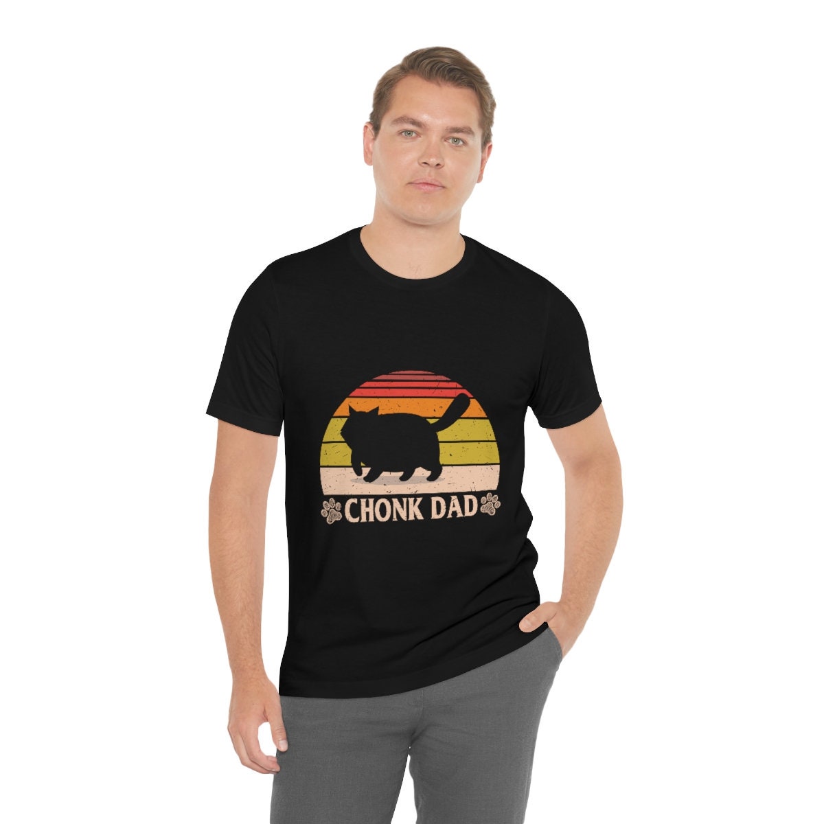 Chonk Dad, Funny Cat Dad T-Shirt, Chonk Cat Shirt, Dad Joke Shirt, Funny Dad Cat Shirt, Unisex Jersey Short Sleeve Tee