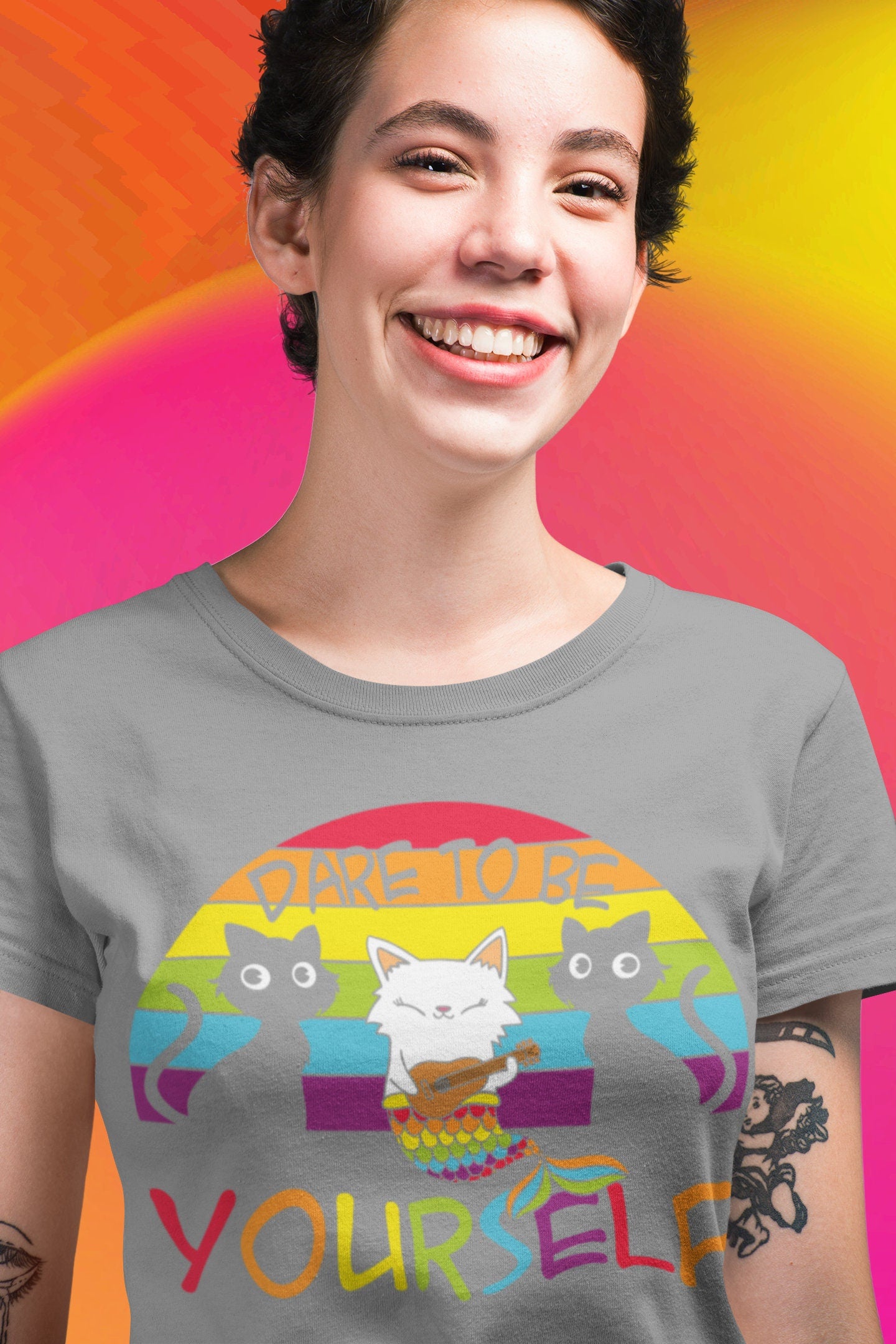 Cute Cat Dare to Be a Mermaid, Equality Shirt, Pride Month Awareness Shirt Gift, Gender Diversity Tee, Dare To Be Yourself Shirt, LGBTQ