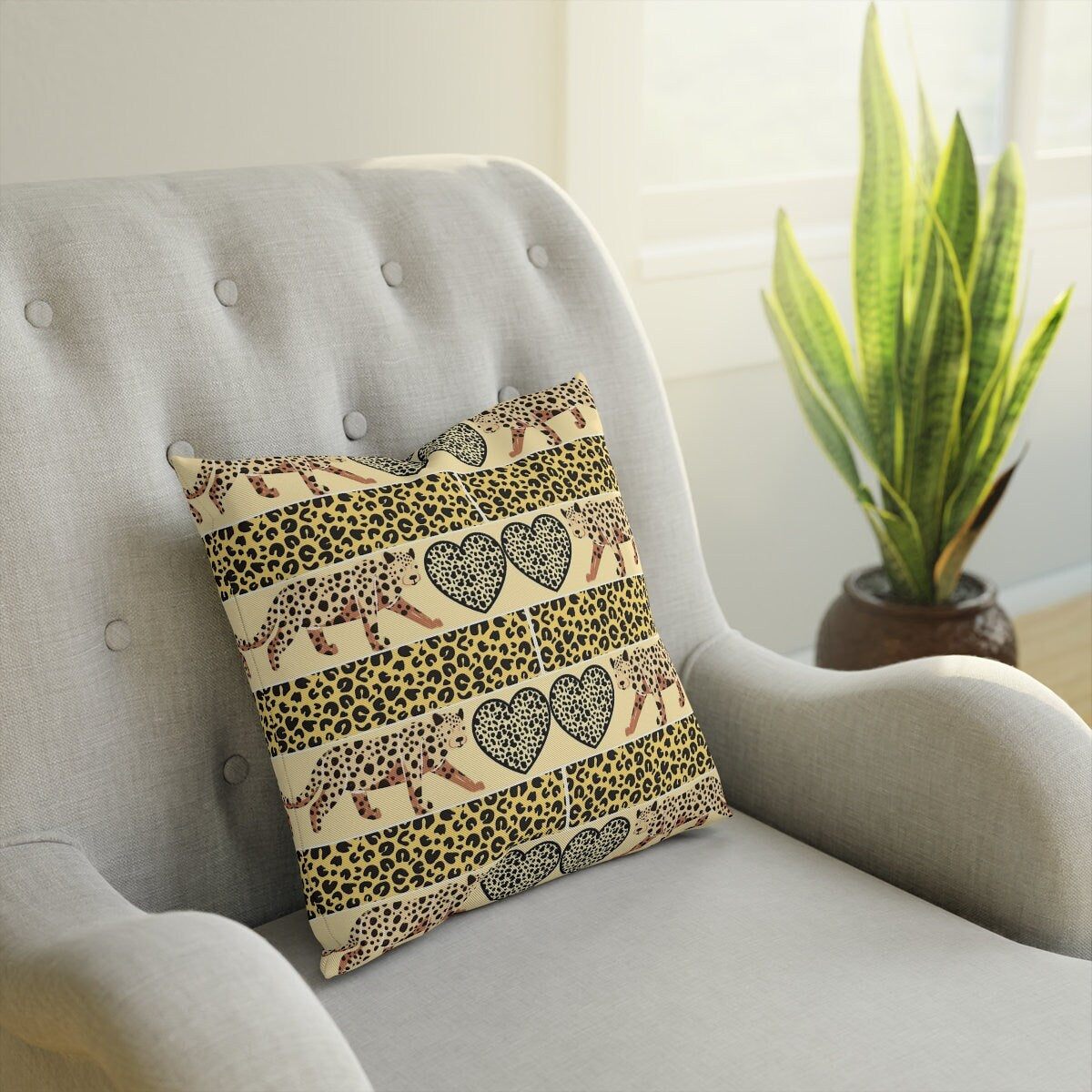 Leopard Print Cushion, Gift for Cat Lover, Cat Present, Gift for Pet, Cat Decor, Cat Dad Gift, Cat Mom Gift