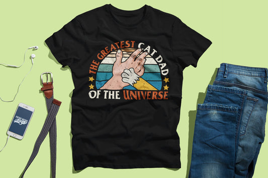 The Greatest Cat Dad, Gift for Cat Dad, Cat Present, Cat Dad Shirt, Cat Dad Gift, Black Cat Shirt, Unisex Jersey Short Sleeve
