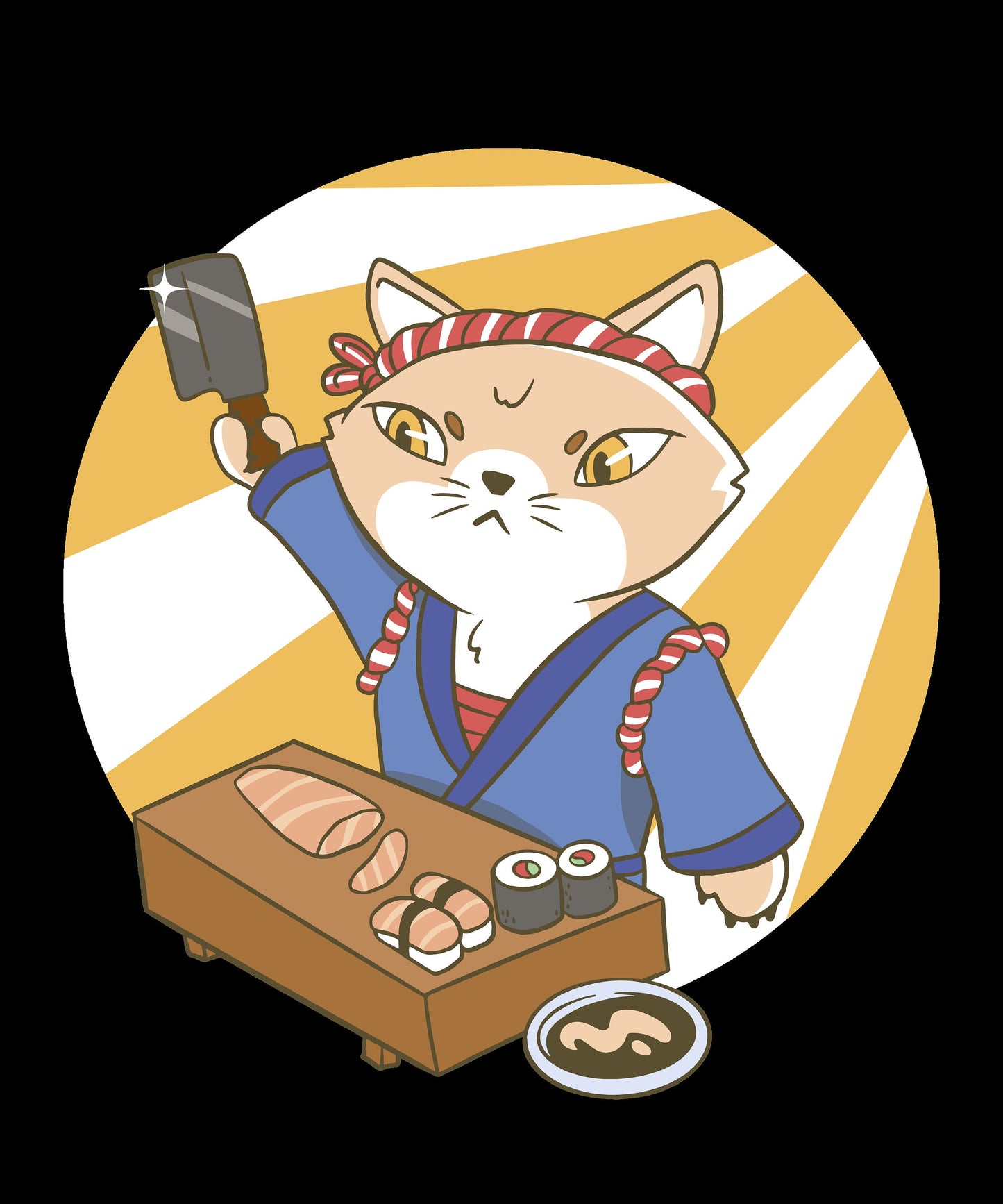 Sushi Master Cat, Sushi Cat, Kawaii Sushi Cat, Cat Dad Hoodie, Cat Mom Hoodie, Cat Present, Cat Gift, Unisex Heavy Blend Hooded Sweatshirt
