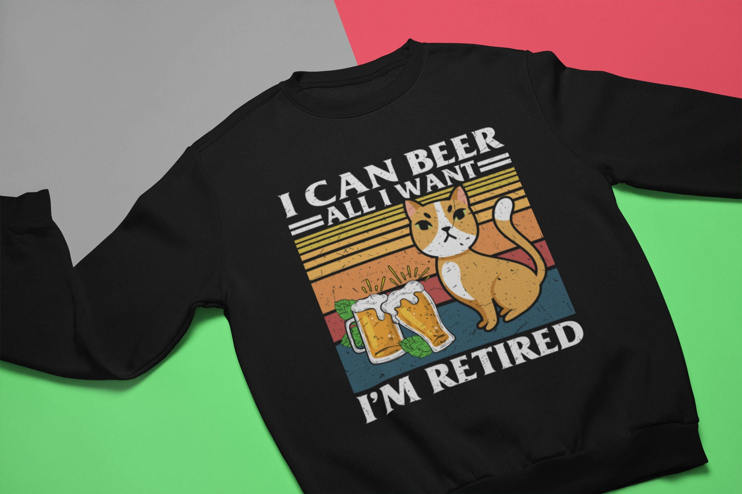 Funny Cat Dad Sweatshirt, Fur Dad Gift, Cat Present, Cat Dad Gift, Cat-Themed Gift, Beer Lover Shirt, Unisex Heavy Blend Crewneck Sweatshirt