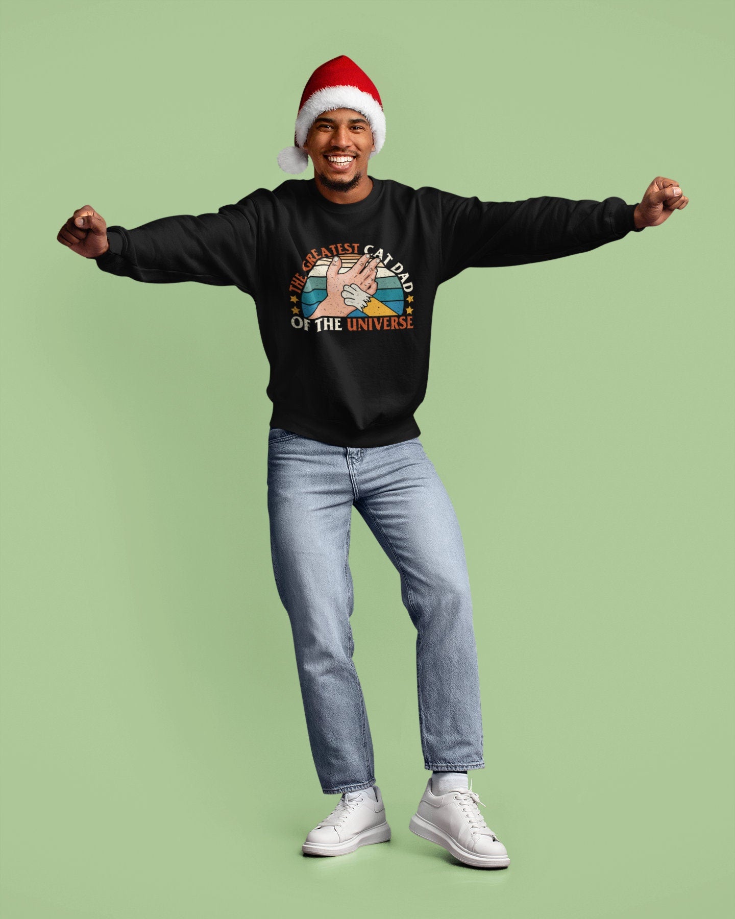 The Greatest Cat Dad of the Universe, Funny Cat Dad Shirt, Fur Dad Gift, Cat Present, Cat Dad Gift, Unisex Heavy Blend Crewneck Sweatshirt
