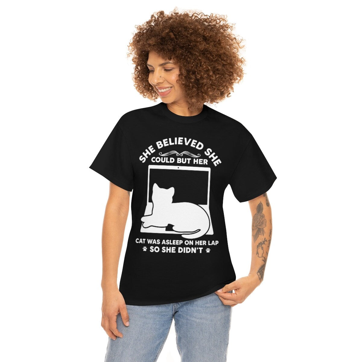 She Believed She Could, Funny Cat Shirt, Cat Gift for Women, Unisex Tshirt, Cat Lover Shirt, Cat Lady Shirt, Cat Tshirt,