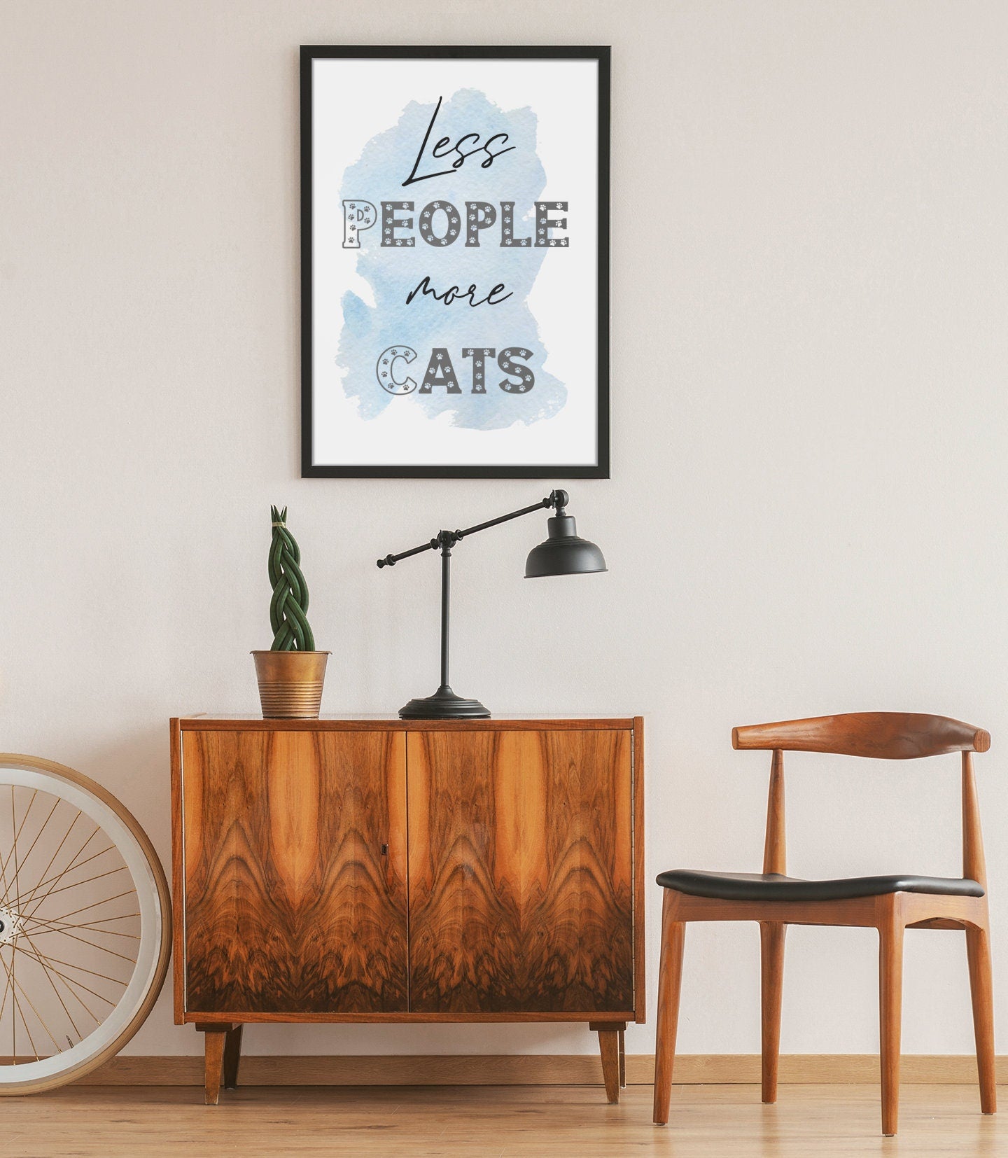 Less People More Cats, Cat Boho Wall Art Decor for Home Bedroom Office, Gift for Cat Lover, Digital Printable Art